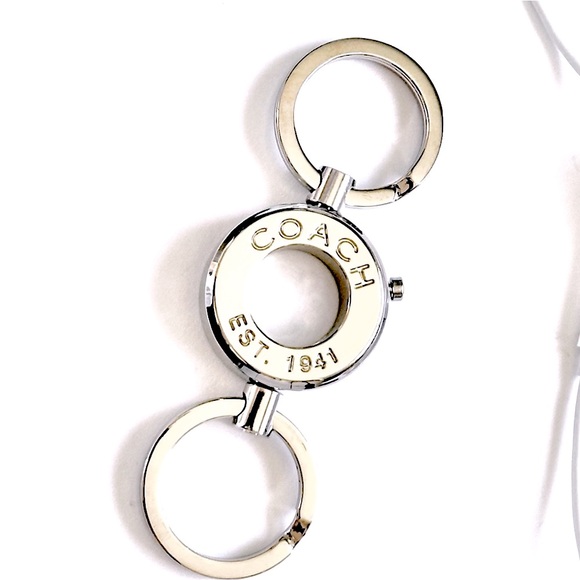 COACH classic polished silver unisex double key ring NEW - Picture 7 of 7